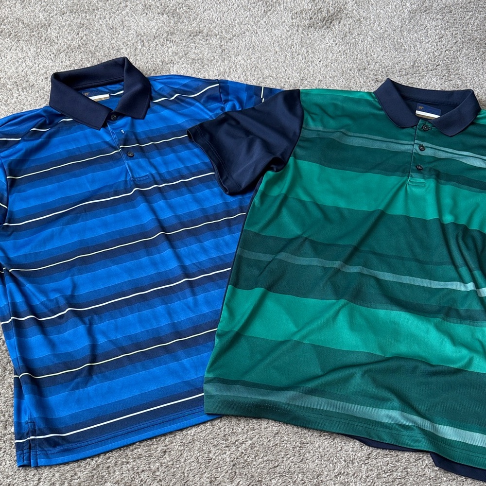 Stylish Blue and Green Striped Polo Shirts